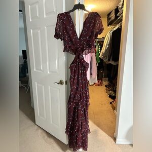 Wayf Burgundy Floral Maxi Dress